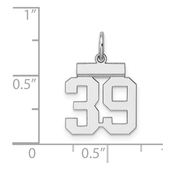 Sterling Silver, Athletic Collection, Small Polished Number 39 Pendant - Picture 4 of 5